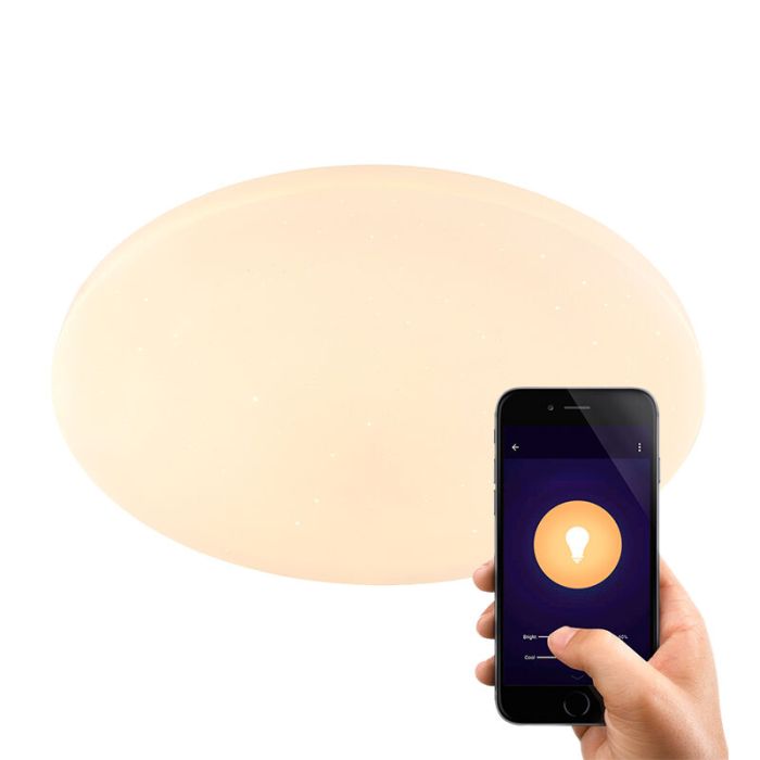 Vit modern smart taklampa metall, Helena, 30W, varm till kall vit justerbar LED