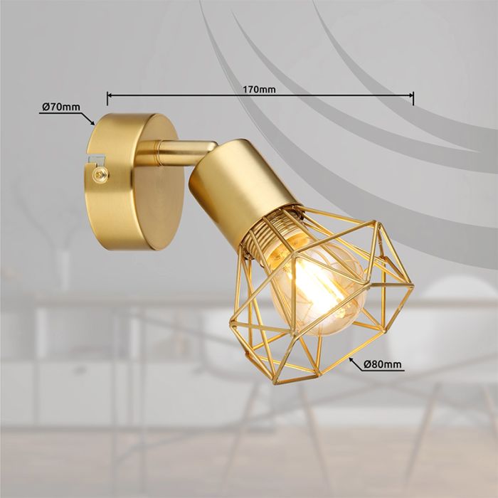 Guld industri väggspotlight metall, Oebele