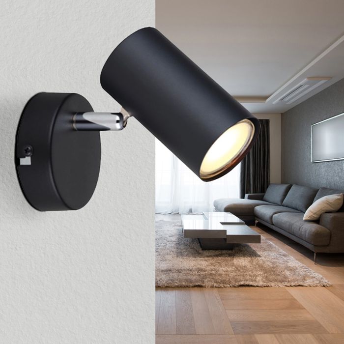 Svart modern väggspotlight metall, Rainer