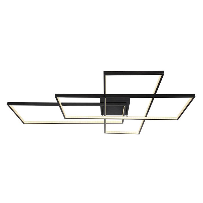 Svart modern plafond plast, Terri, 100W, varm till kall vit justerbar LED, met fjärrkontroll