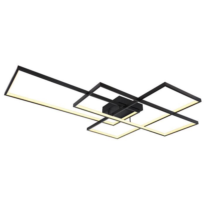 Svart modern plafond plast, Terri, 100W, varm till kall vit justerbar LED, met fjärrkontroll