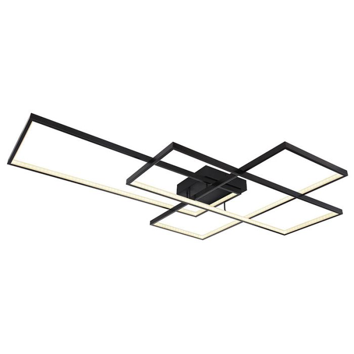 Svart modern plafond plast, Terri, 100W, varm till kall vit justerbar LED, met fjärrkontroll