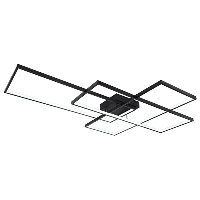 Svart modern plafond plast, Terri, 100W, varm till kall vit justerbar LED, met fjärrkontroll