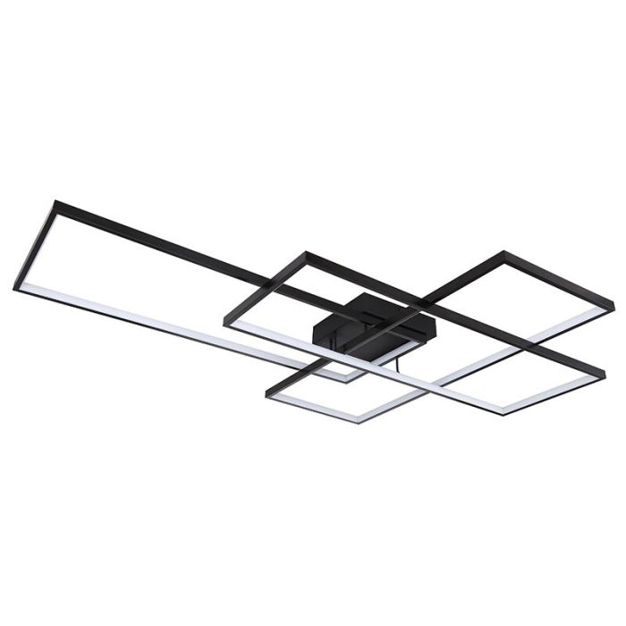 Svart modern plafond plast, Terri, 100W, varm till kall vit justerbar LED, met fjärrkontroll