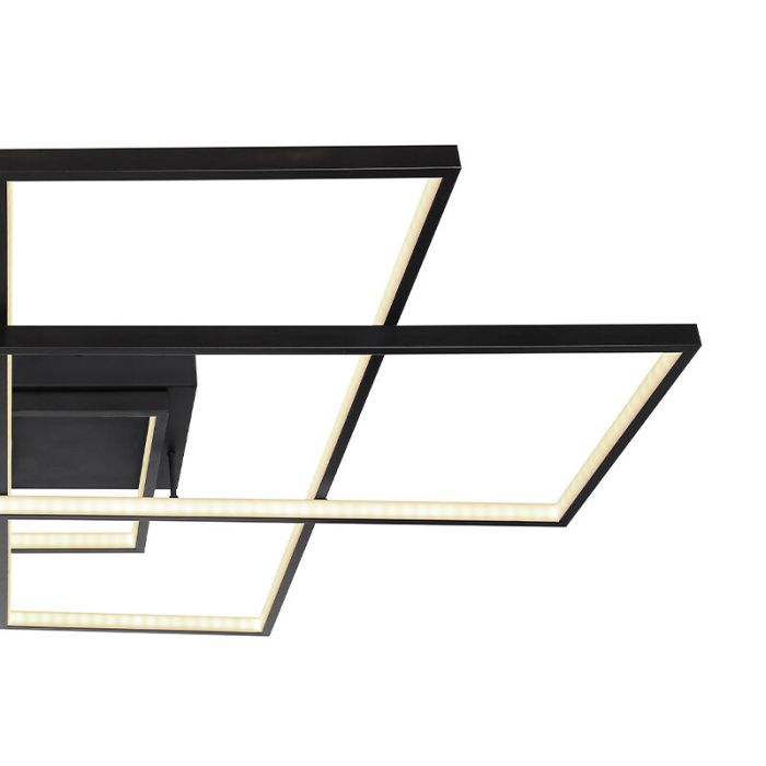 Svart modern plafond plast, Terri, 100W, varm till kall vit justerbar LED, met fjärrkontroll