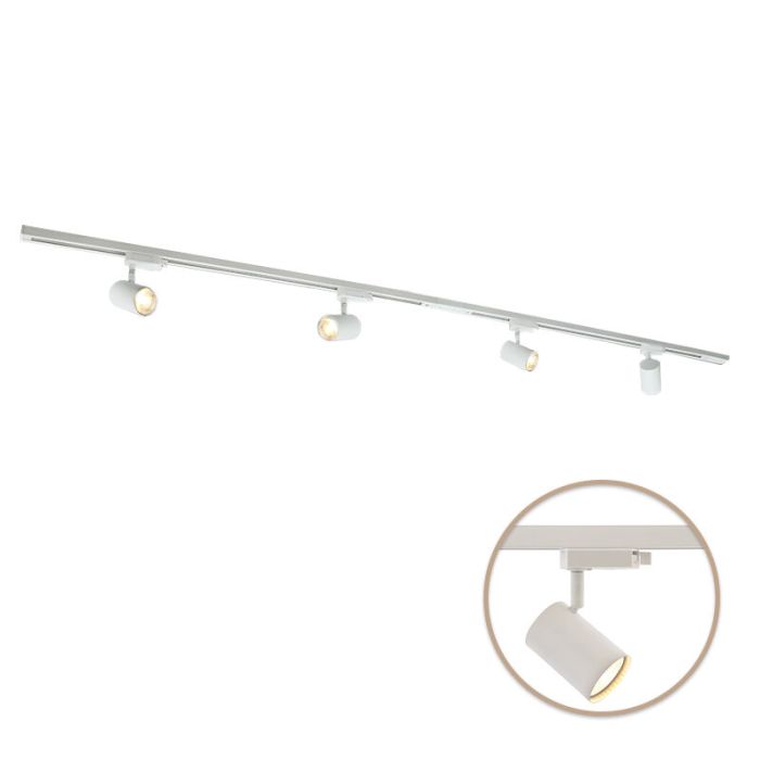 2M 1 fas skensystem vit + 4 Elena spotlights