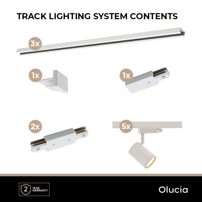 3M 1 fas skensystem vit + 5 Elena spotlights