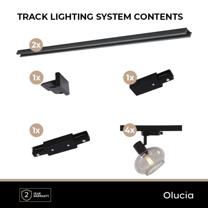 2M 1 fas skensystem svart + 4 Skip spotlights