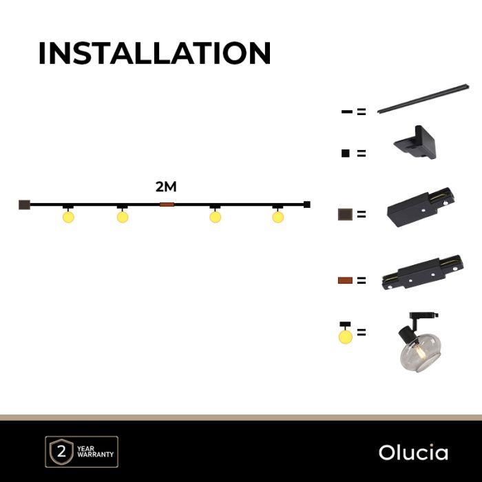 2M 1 fas skensystem svart + 4 Skip spotlights