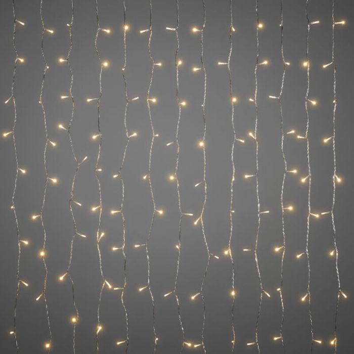 Julgardinbelysning, 2,25 x 1,5 meter, varm vit, IP44, inkl. 12 Funktionskontroller