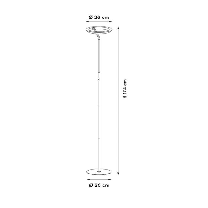 Mässing golvlampa modern, Celeste, 21W, 2700K LED, med beröringsdimmer