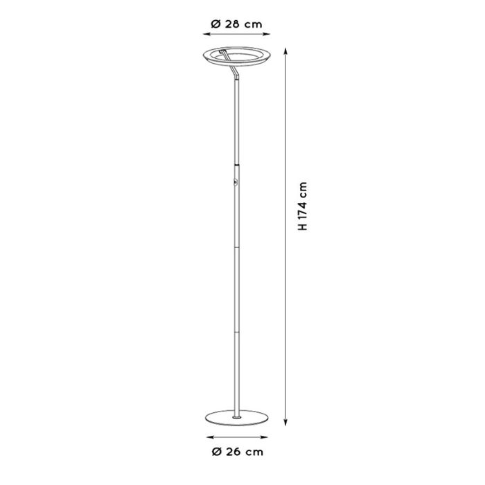 Svart golvlampa modern, Celeste, 21W, 2700K LED, med beröringsdimmer