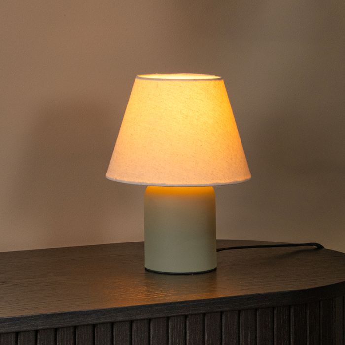 Keramik bordslampa grön, Macia, med brytare
