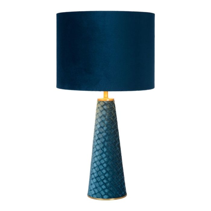 Blå bordslampa retro, Extravaganza Velvet, med brytare