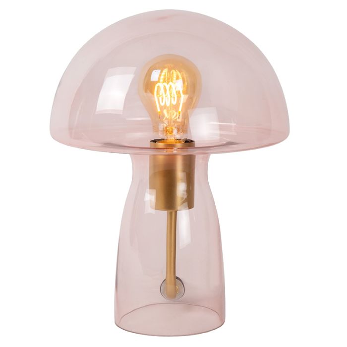Rosa bordslampa modern, Fungo, med brytare
