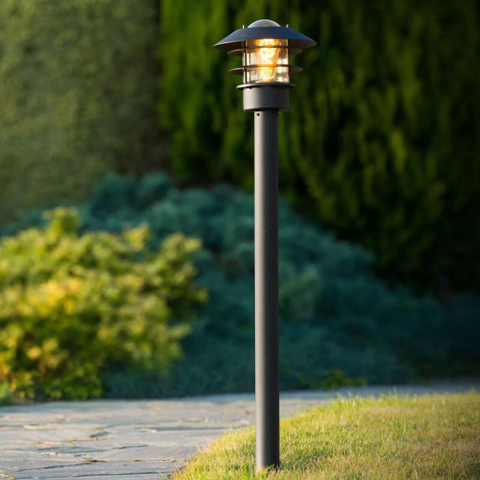 Svart lyktstolpe modern, Zico, IP44