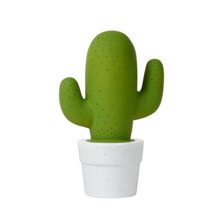 Keramik bordslampa grön, Cactus, med brytare