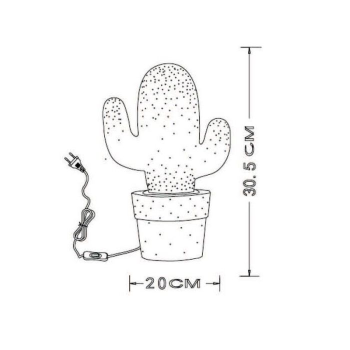 Keramik bordslampa grön, Cactus, med brytare
