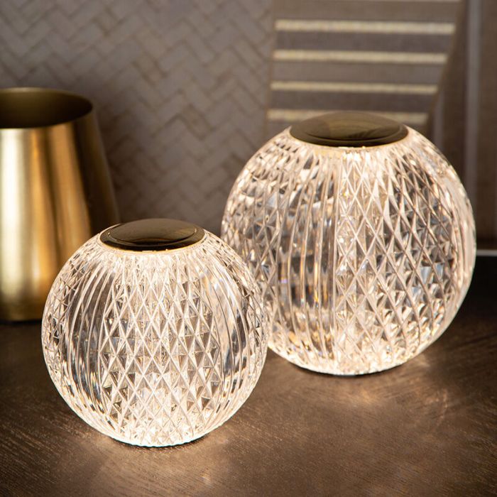 Transparent bordslampa modern, Cintra, 1,5W, 3000K LED, 3 stegs dimmer