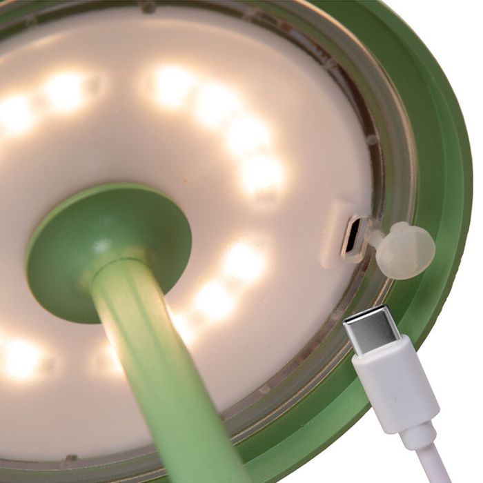 Grön bordslampa utomhus retro, Joy, 1,5W, 3000K LED, IP54, med beröringsdimmer