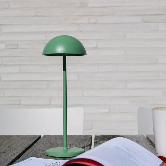 Grön bordslampa utomhus retro, Joy, 1,5W, 3000K LED, IP54, med beröringsdimmer