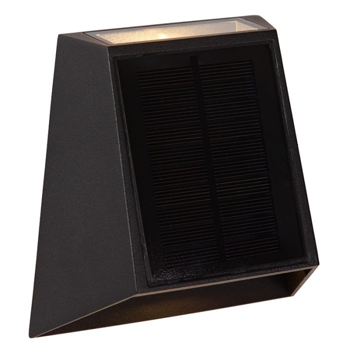 Svart utomhus vägglampa solcell modern, Luton, 1W, 2700K LED, IP54