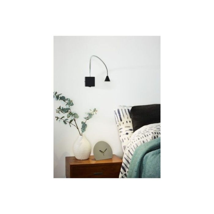 Svart vägglampa modern, Buddy, 3W, 4000K LED, med brytare