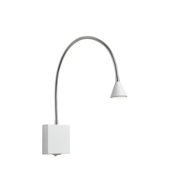 Vit vägglampa modern, Buddy, 3W, 4000K LED, med brytare