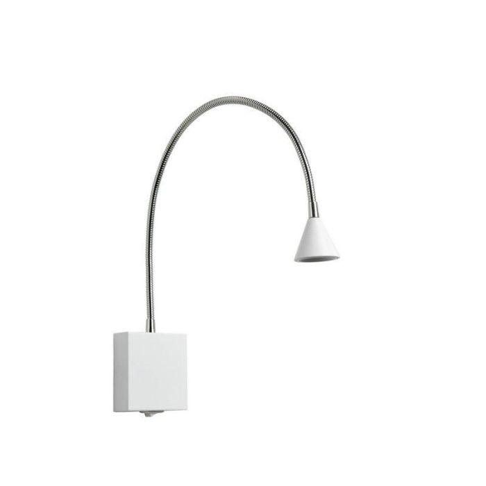 Vit vägglampa modern, Buddy, 3W, 4000K LED, med brytare