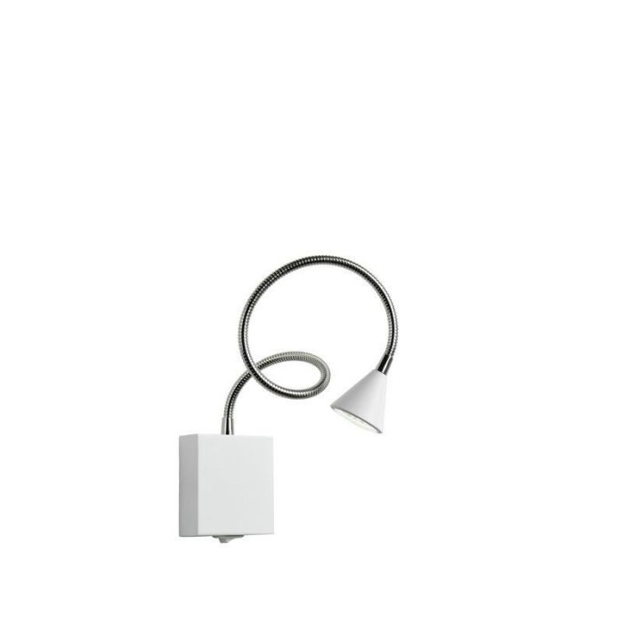 Vit vägglampa modern, Buddy, 3W, 4000K LED, med brytare