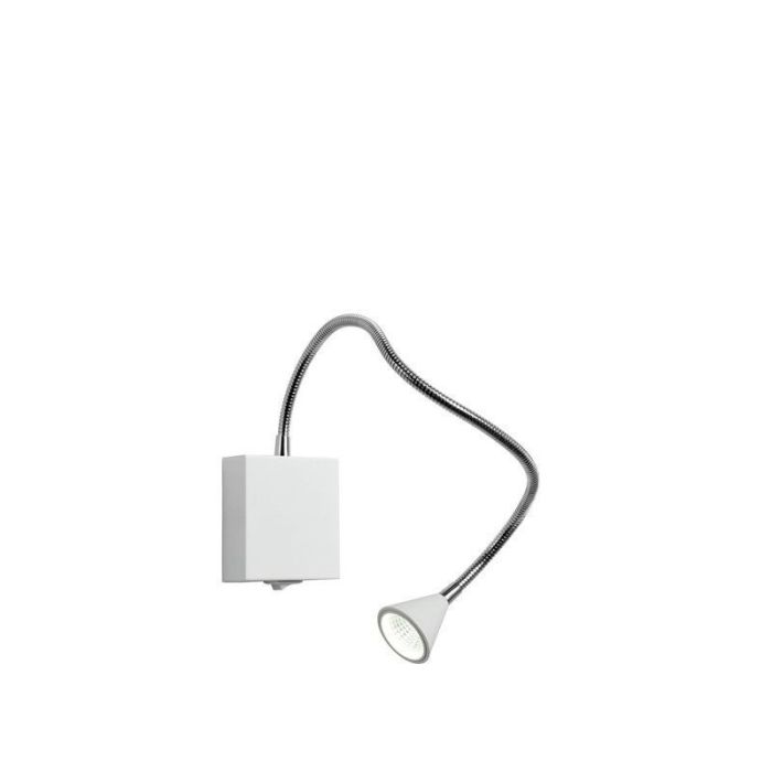 Vit vägglampa modern, Buddy, 3W, 4000K LED, med brytare