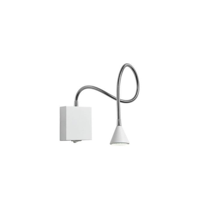 Vit vägglampa modern, Buddy, 3W, 4000K LED, med brytare