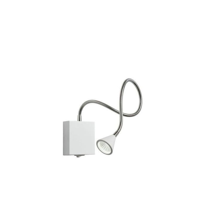 Vit vägglampa modern, Buddy, 3W, 4000K LED, med brytare
