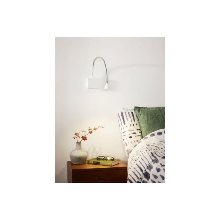 Vit vägglampa modern, Buddy, 3W, 4000K LED, med brytare