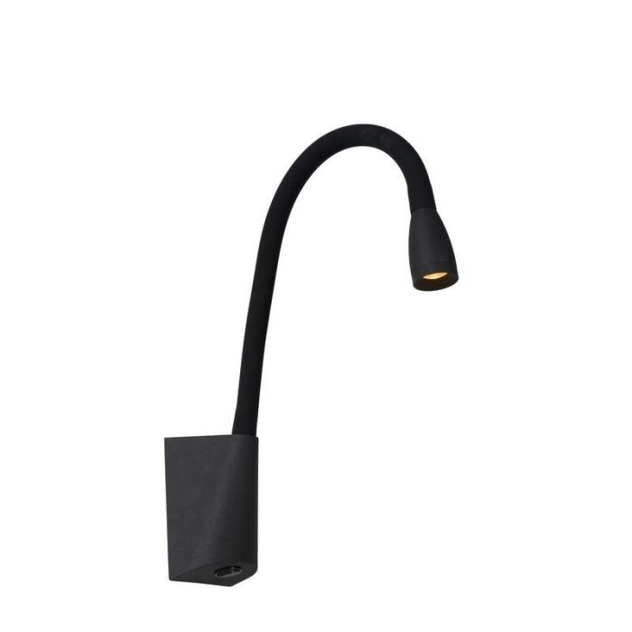 Svart vägglampa modern, Galen, 3W, 3000K LED, med brytare