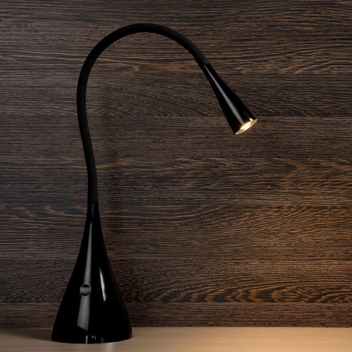 Svart skrivbordslampa modern, Zozy, 3W, 3000K LED, med beröringsdimmer