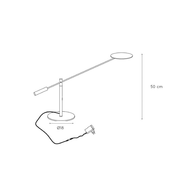Svart skrivbordslampa modern, Anselmo, 9W, 3000K LED, med beröringsdimmer