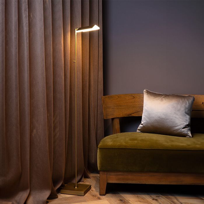 Mässing läslampa golv modern, Aaron, 12W, 2700K LED, med beröringsdimmer