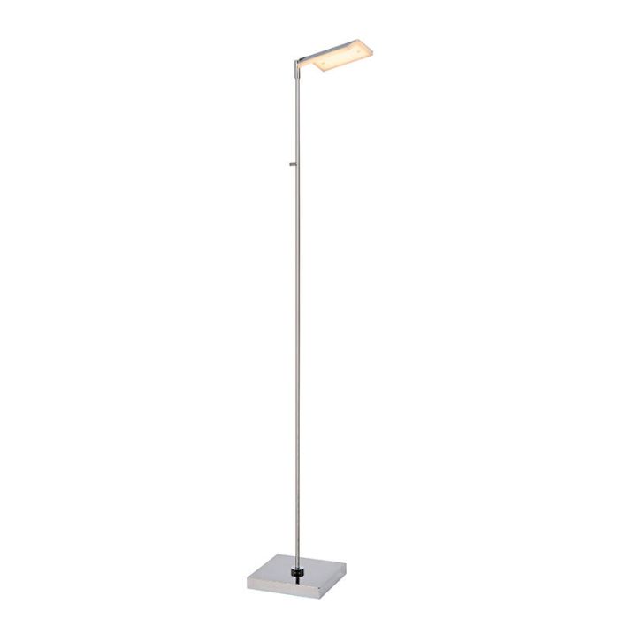 Krom läslampa golv modern, Aaron, 12W, 2700K LED, med beröringsdimmer