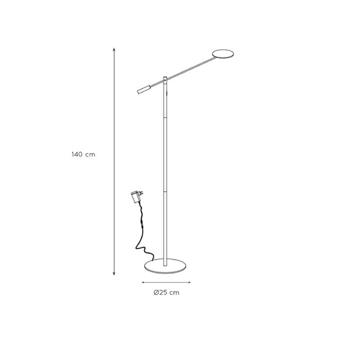 Krom läslampa golv modern, Anselmo, 9W, 3000K LED