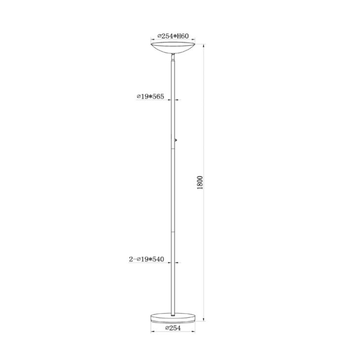 Vit läslampa golv modern, Zenith, 20W, 3000K LED, med beröringsdimmer