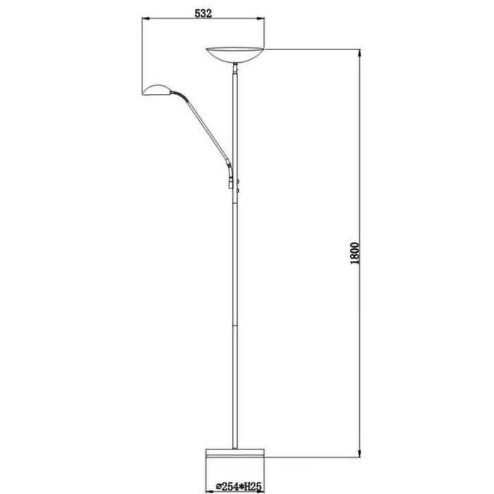 Svart läslampa golv modern, Zenith, 20W, 3000K LED