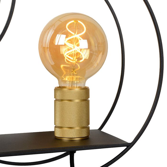 Guld vägglampa retro, Circle, med brytare