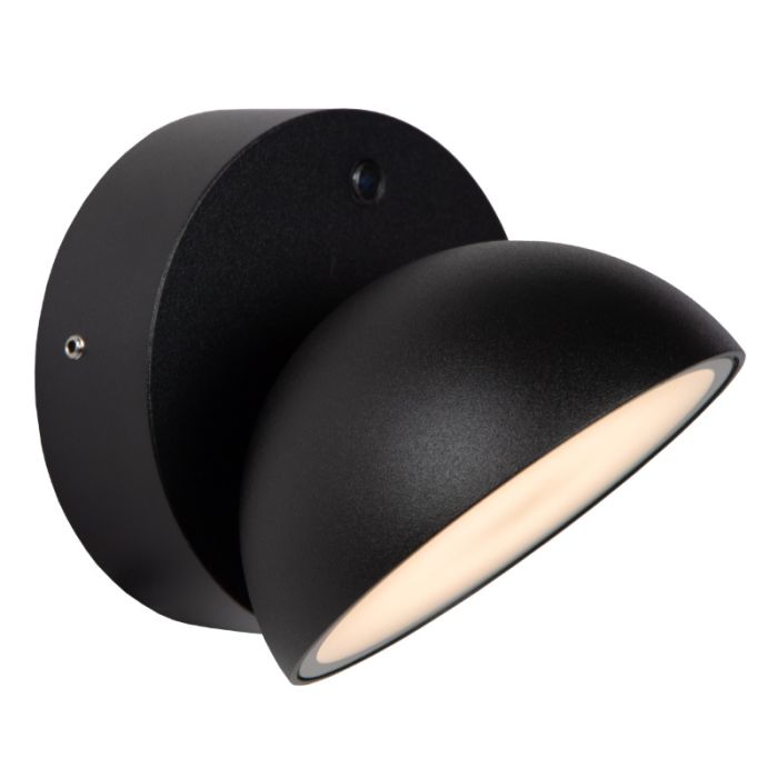 Svart utomhus vägglampa med skymningssensor modern, Finn, 12W, 3000K LED, IP54