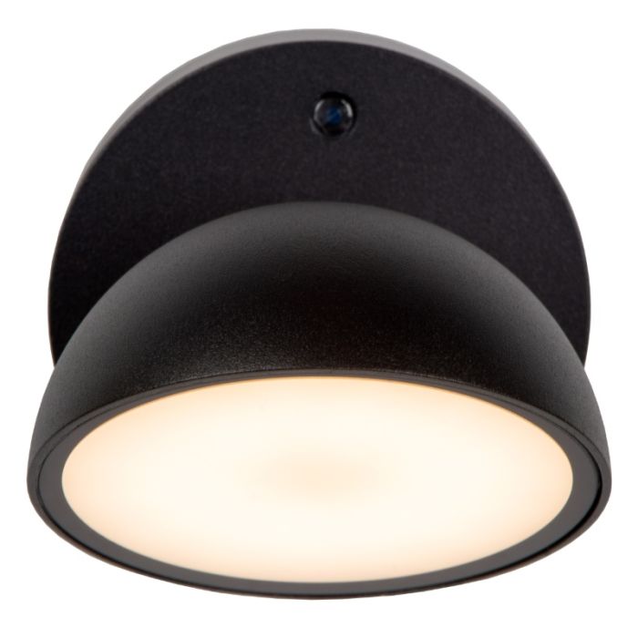 Svart utomhus vägglampa med skymningssensor modern, Finn, 12W, 3000K LED, IP54