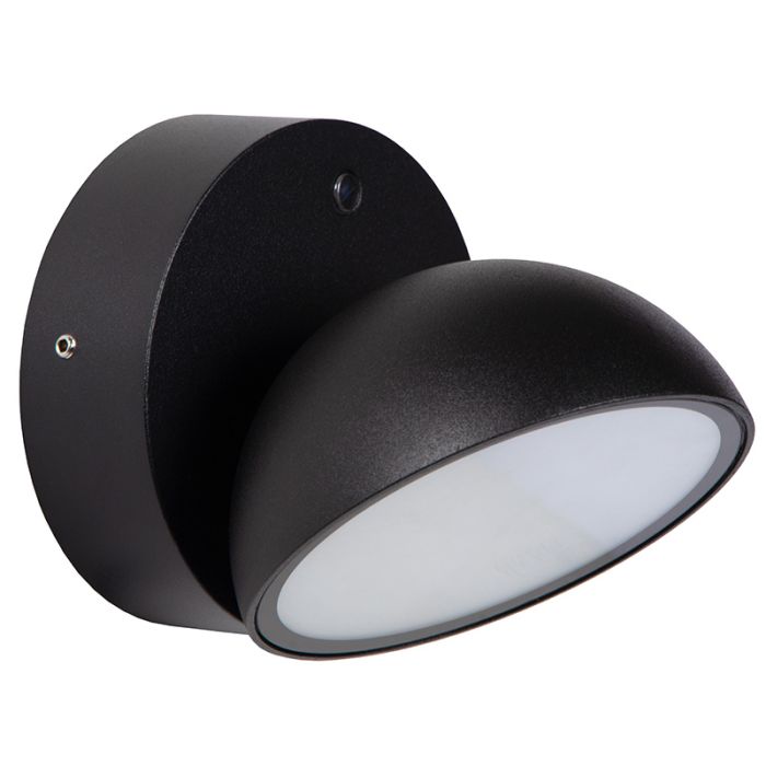 Svart utomhus vägglampa med skymningssensor modern, Finn, 12W, 3000K LED, IP54