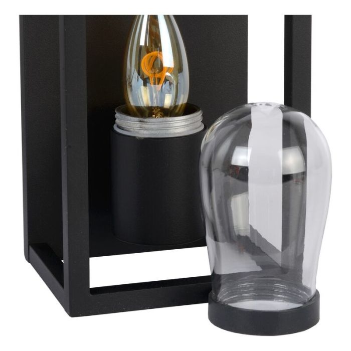 Svart vägglampa modern, Carlyn, IP54