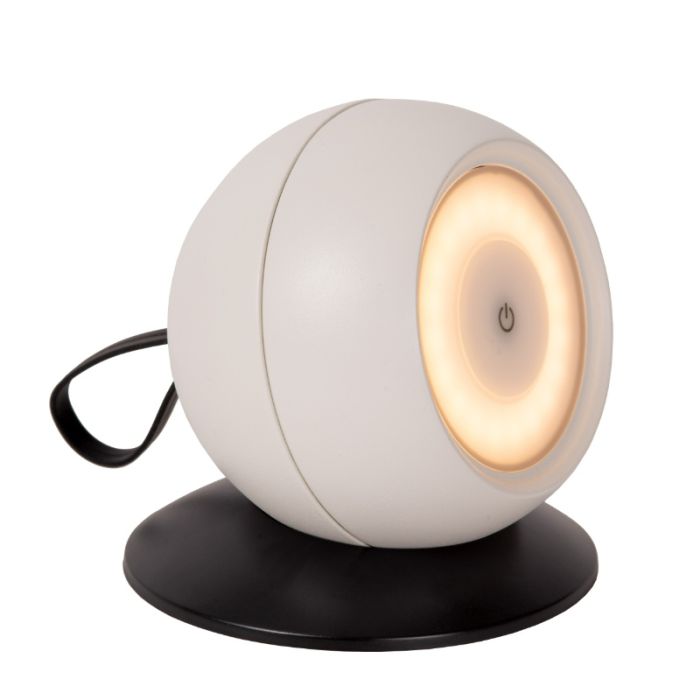 Vit uppladdningsbar vägglampa modern, Lunex, 2W, 3000K LED, IP54, med brytare