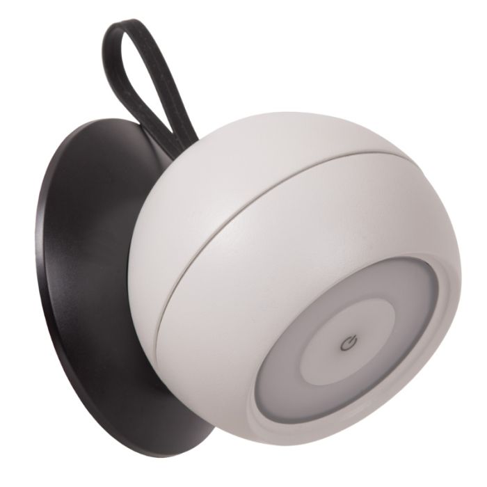 Vit uppladdningsbar vägglampa modern, Lunex, 2W, 3000K LED, IP54, med brytare