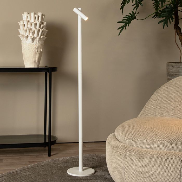 Vit uppladdningsbar golvlampa modern, Antrim, 2,2W, 2700K LED, IP54, med beröringsdimmer